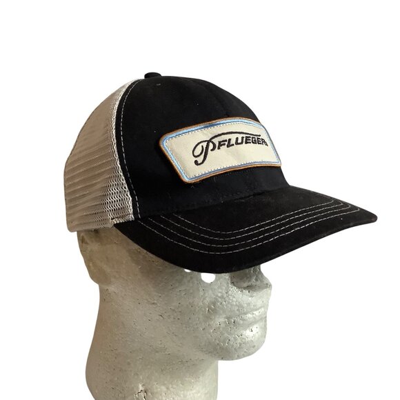 Pflueger Adjustable Trucker Hat Black White Mesh Snapback Retro Logo - Picture 2 of 6